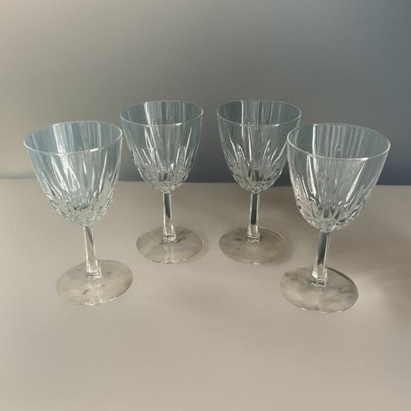 (4) Cristal D'Arques Diamant Claret 5 3/4” Wine Glasses France Vintage Clear - Picture 2 of 11